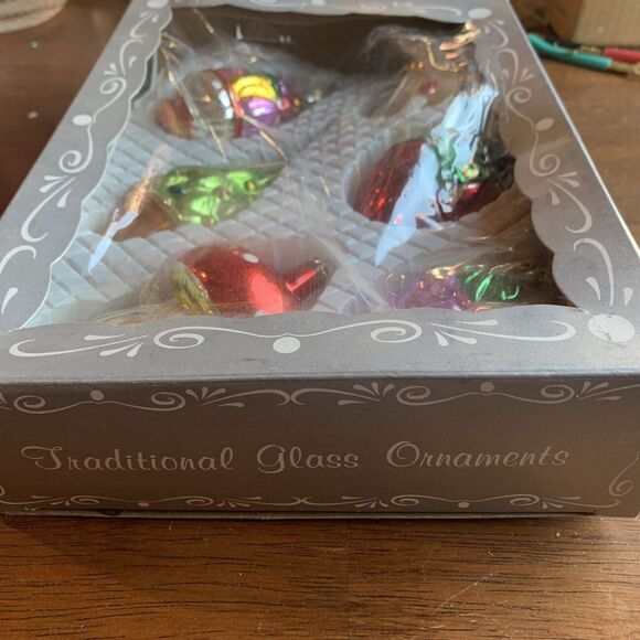 Vintage Kurt Adler Christmas Holiday Glass Ornaments Set 6 Mushroom Strawberry B - Picture 2 of 7